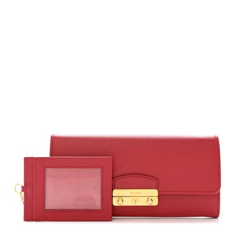 PRADA Saffiano Lock Portafogli Flap Wallet Fuoco.